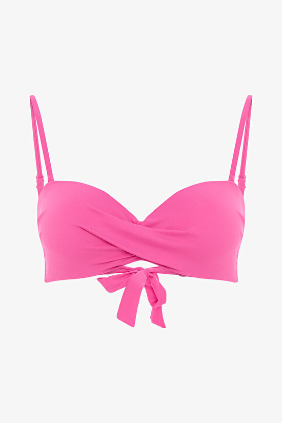 Pembe Straplez Cup Toparlayıcı Balenli Straplez Bikini Üstü - 6