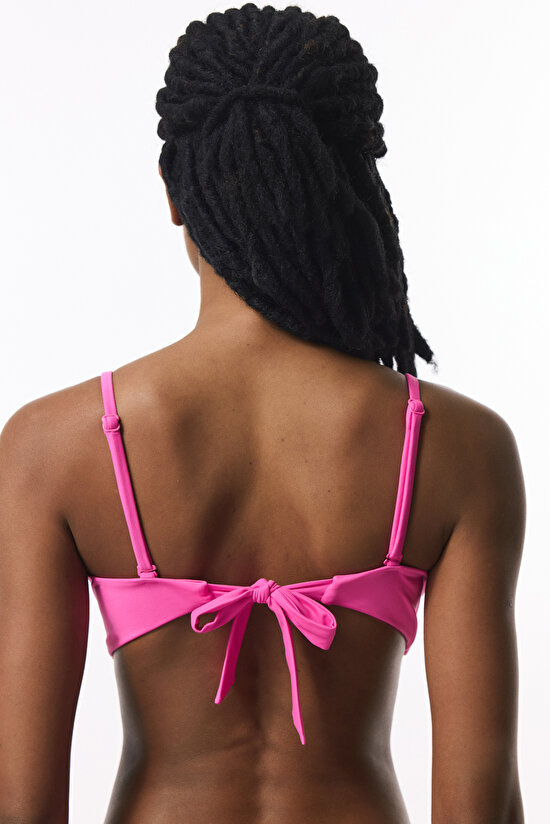 Pembe Straplez Cup Toparlayıcı Balenli Straplez Bikini Üstü - 7