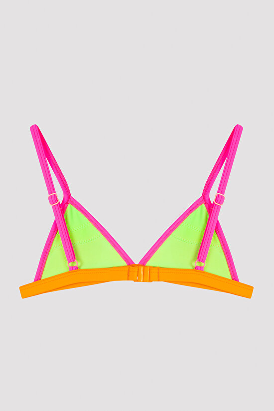Çok Renkli Kız Çocuk Colorful Frill Triangle Bikini Set - 4