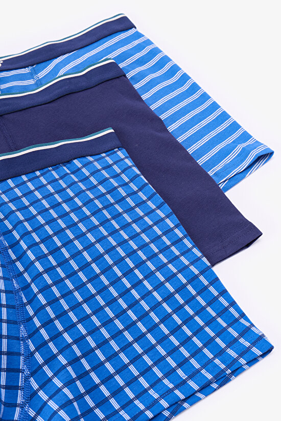 Man Multicolor Blue Check Multi Boxer - 5