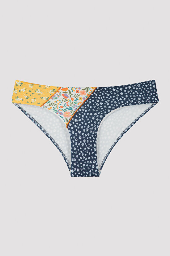 Çok Renkli Bonita Çiçek Desenli Hipster Bikini Altı - 4