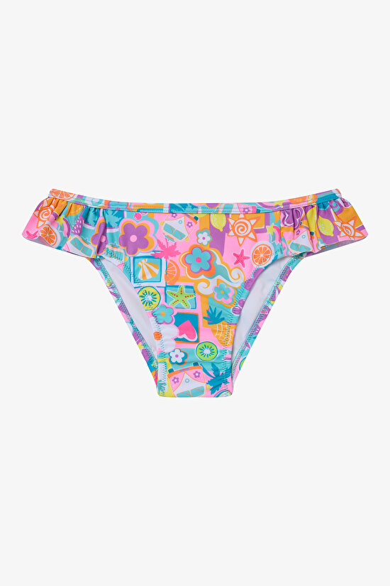 Kız Çocuk Holiday Mode Fırfırlı Bandeau Bikini Takımı - 3