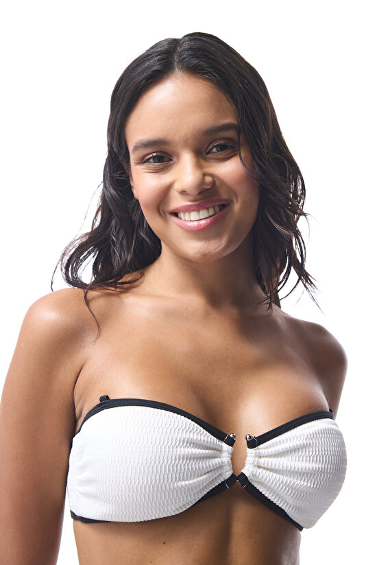 Beyaz Nicole Straplez Bikini Üstü - 3