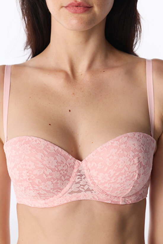 Pink Bloom Lace Padded Bra - 2