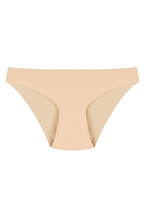 Bej Smooth İz Yapmayan Dikişsiz Orta Bel Lazer Kesim Slip Külot - 4