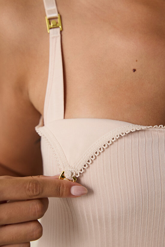 Açık Bej Ayarlanabilir Askılı Emzirme Atleti - 3