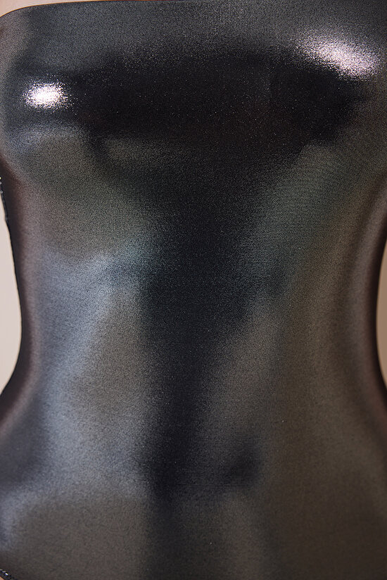 Faylinn Tek Omuz Parlak Gümüş Rengi Mayo - Gamze Erçel Koleksiyonu - 5