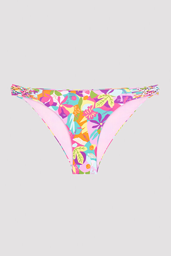 Çok Renkli Laguna Yanları Makrome Detaylı Bikini Altı - 5