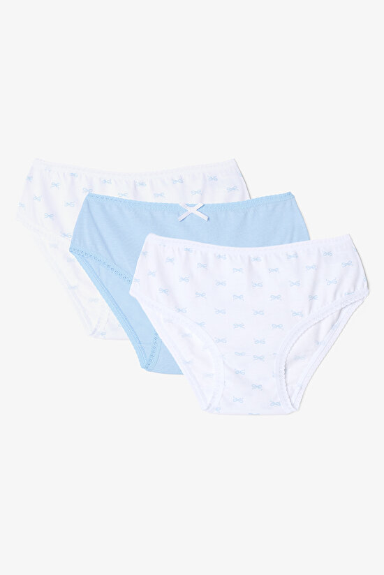 Girls Bows Ribbon Patterned Cotton 3-Pack Panties - 1