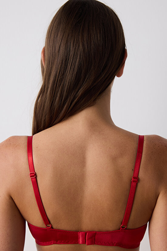 Laluce Lace Dantel Kırmızı Sütyen - 5