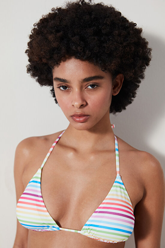 Nia Striped Triangle Bikini Top - 1