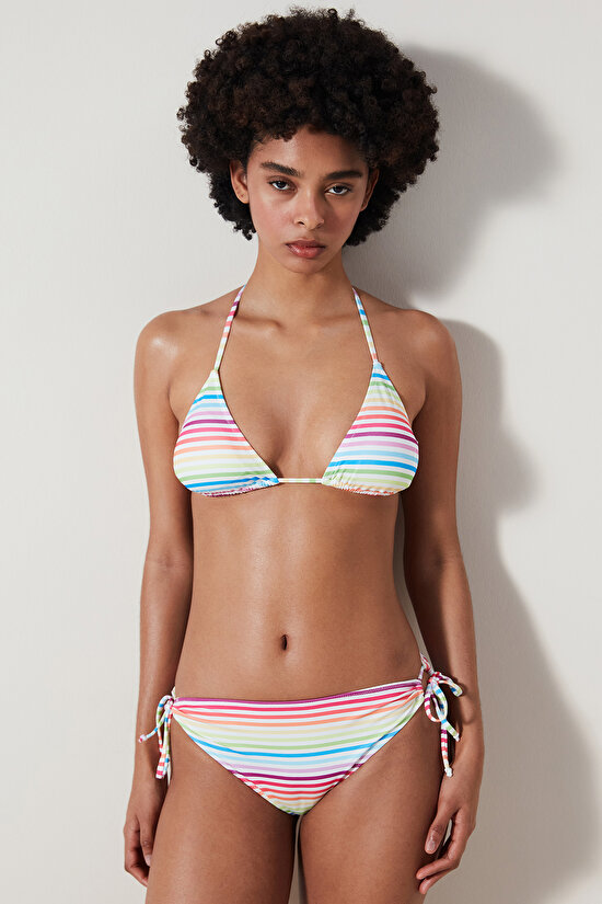 Nia Striped Triangle Bikini Top - 4