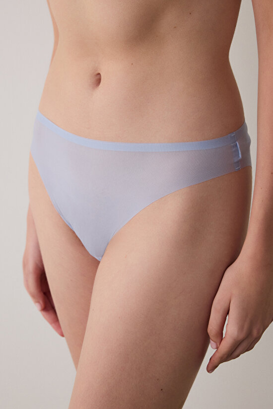 Açık Mavi Zero Gram Dikişsiz İz Yapmayan Normal Bel Slip Külot - 1