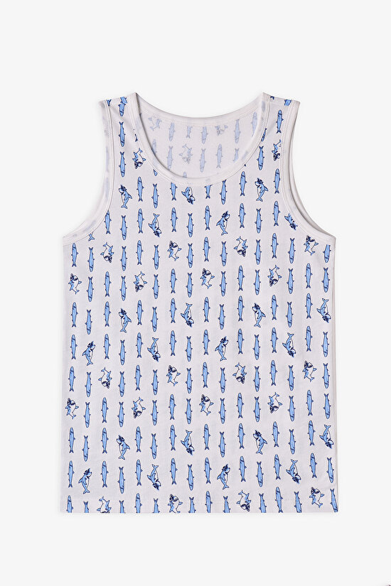 Kırık Beyaz Erkek Çocuk Sardines Pamuklu 2'li Atlet - 2