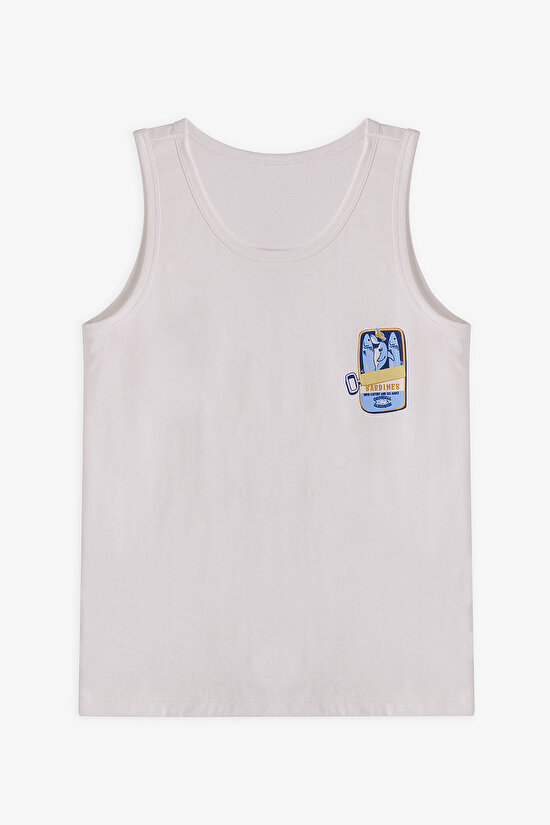 Kırık Beyaz Erkek Çocuk Sardines Pamuklu 2'li Atlet - 3