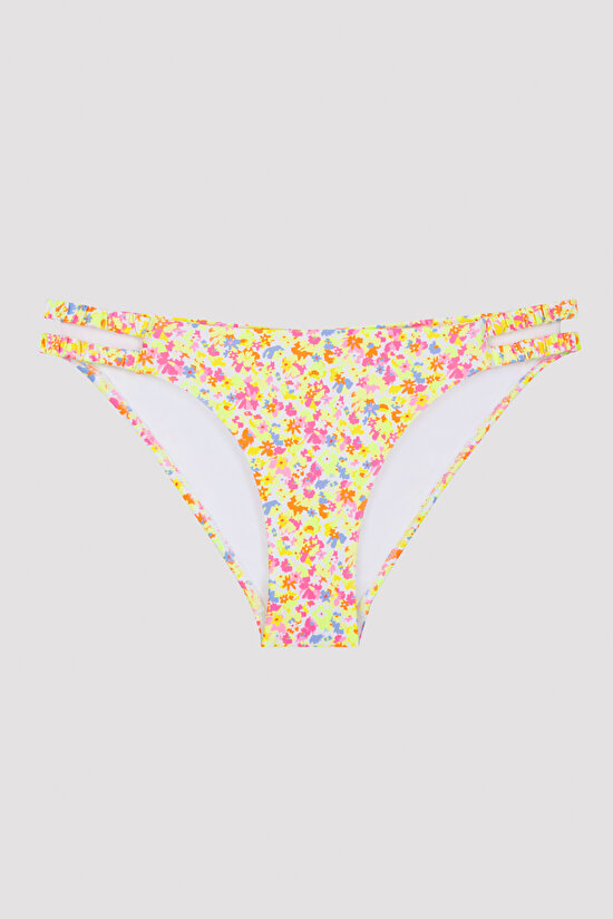 Çok Renkli Çiçek Desenli Yanları Boşluk Detaylı Soleil Bikini Altı - 5
