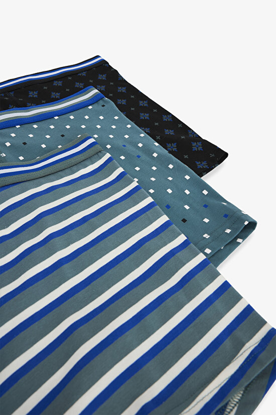 Pointed Blue 3lü Çok Renkli Boxer Külot - 5