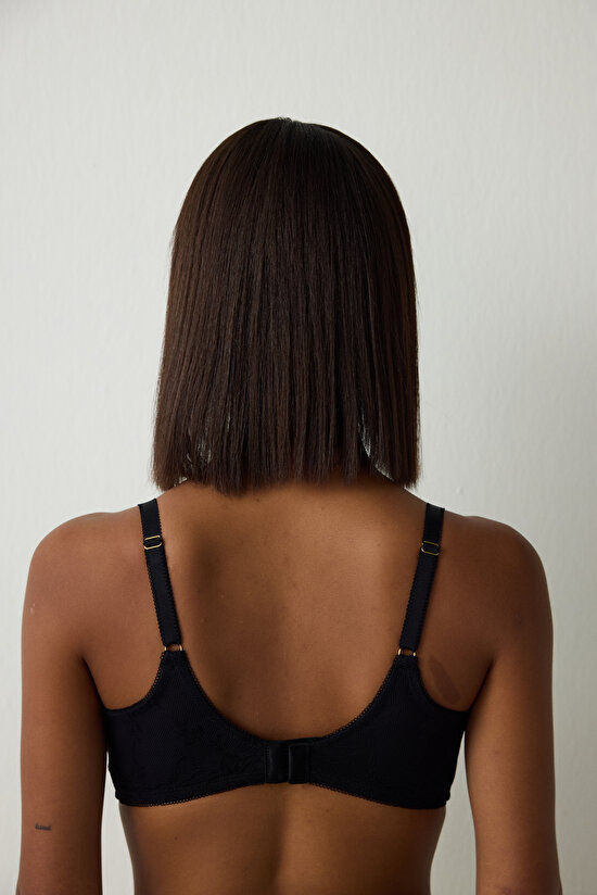 Siyah Daisy Balenli Dolgusuz Toparlayıcı Sütyen - 6