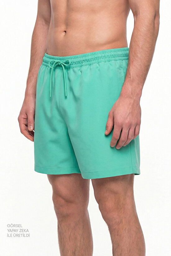 Erkek Turkuaz Basic Turquoise Şort - 3