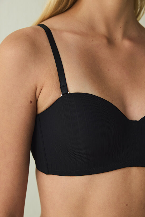 Black Essentials Lotus Underwire Non-Padded Strapless Minimizer Bra - 5