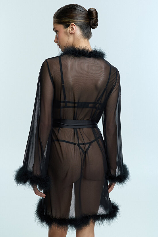 Siyah Reine Sabahlık - 4