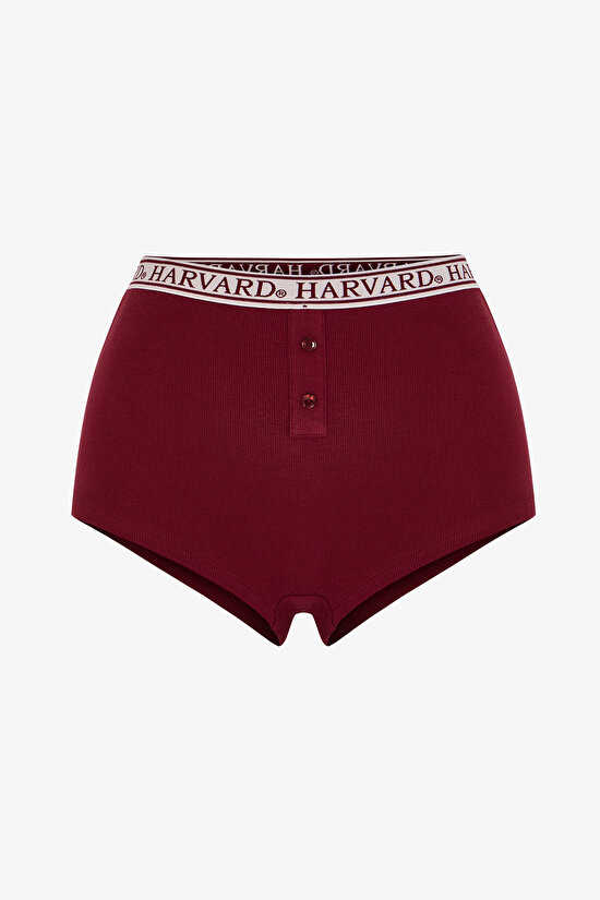 Bordo Yüksek Bel Boyshort Külot - 3