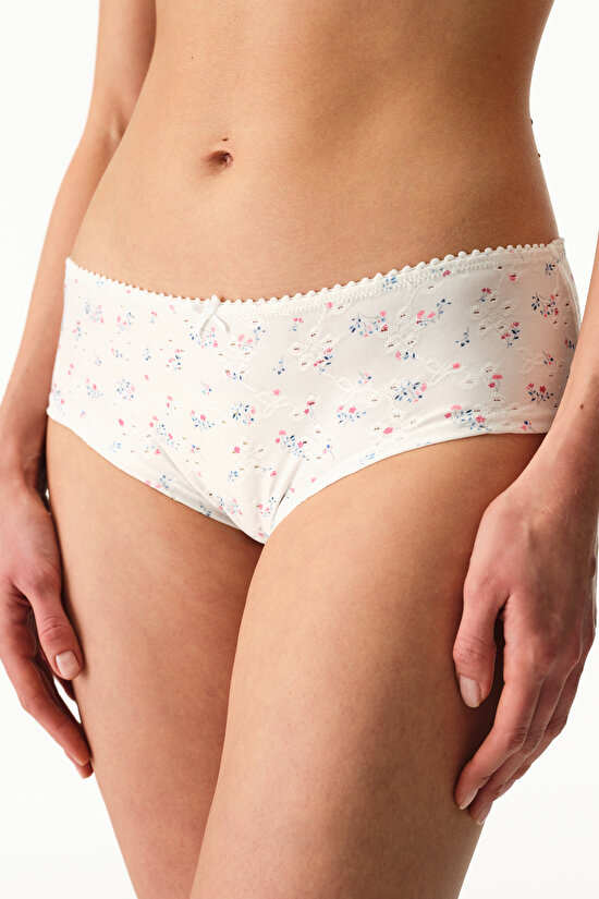 Off White Eyelet Boyshort Boxer - 1