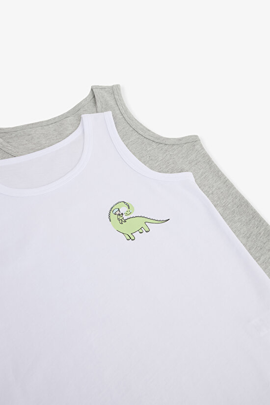 Gri Melanj Erkek Çocuk Dino 2'li Atlet - 4