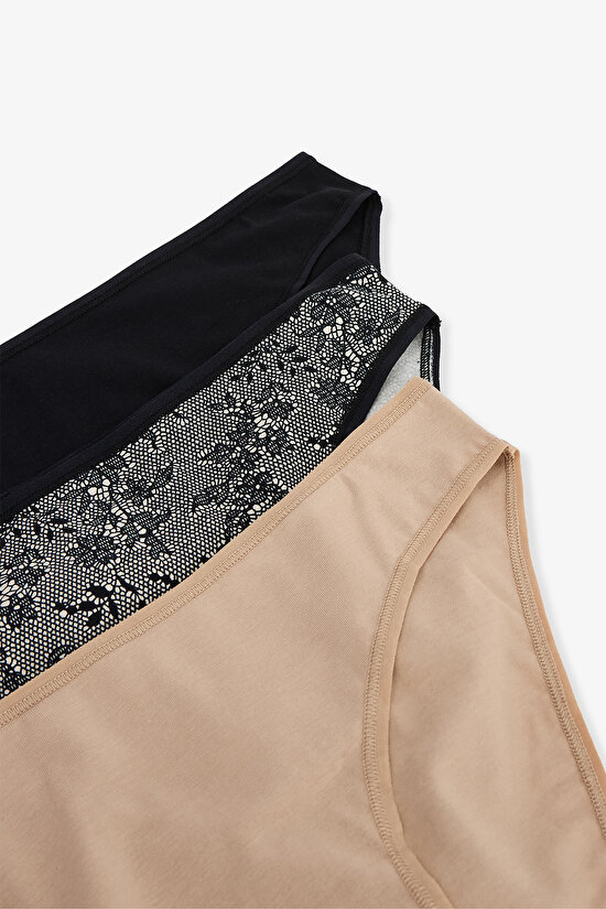 Fancy Spirit Dantelli Normal Bel 3'lü Slip Külot - 5