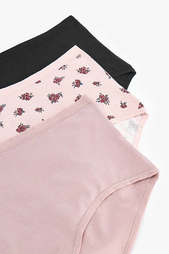 Renkli Etherea 3'lü Pamuklu Yüksek Bel Slip Külot - 2