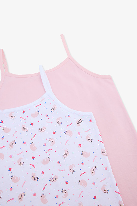 Kız Çocuk Meowberry Pamuklu Çok Renkli 2li Atlet - 4