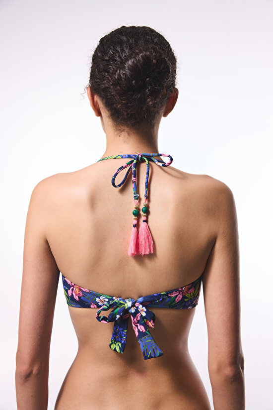Çiçek Desenli Ciele Straplez Bikini Üstü - 3