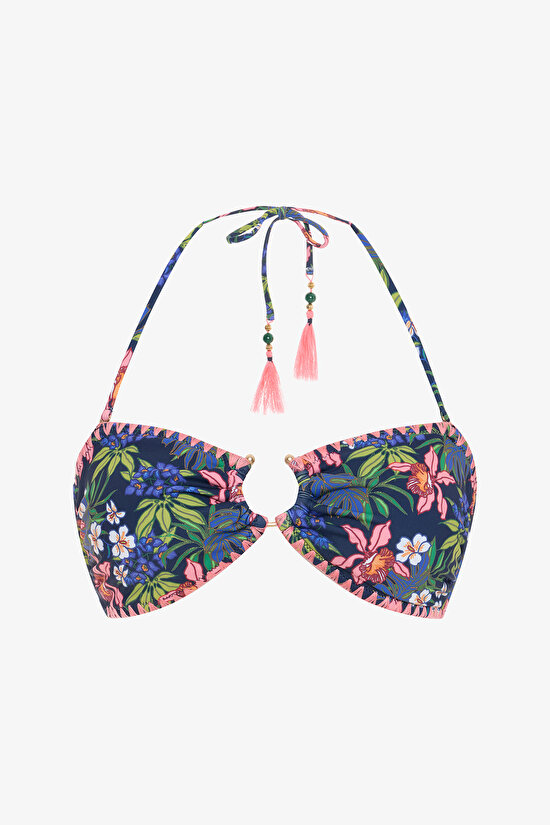 Çiçek Desenli Ciele Straplez Bikini Üstü - 6
