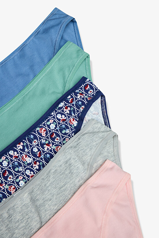 Antique Garden Çiçekli Normal Bel 5'li Slip Külot - 7