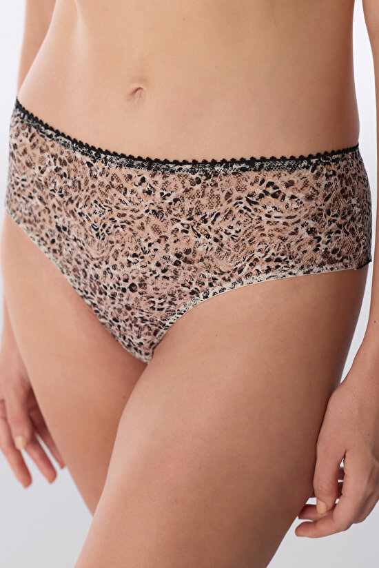 Baskılı Cheeky Leopar Desenli Hipster Külot - 1