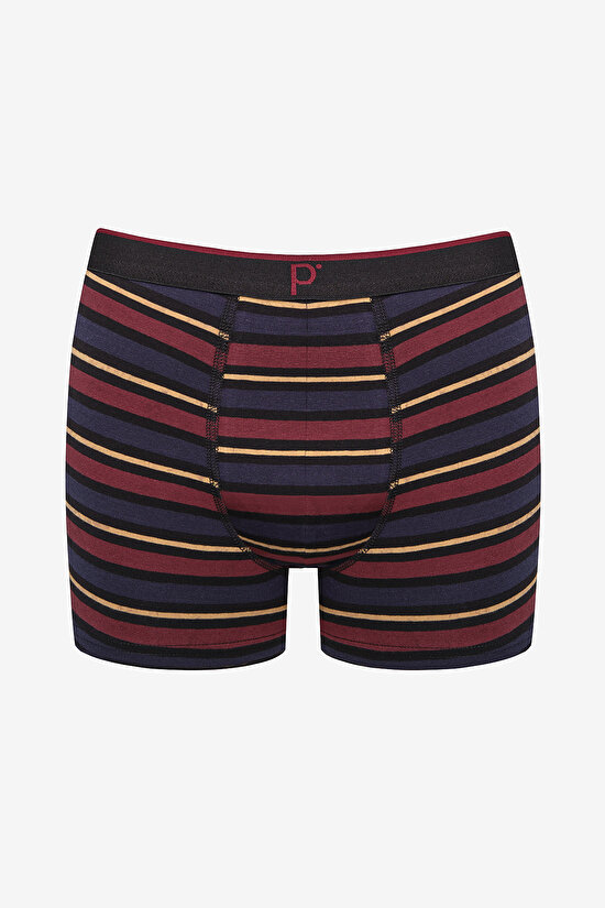 Erkek Pamuklu Detailed 3lü Çizgili Çok Renkli Boxer - 3