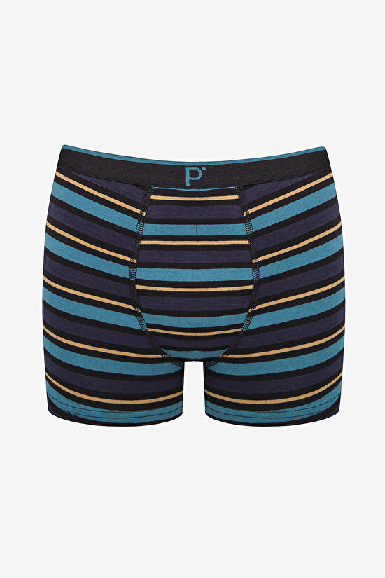 Erkek Pamuklu Detailed 3lü Çizgili Çok Renkli Boxer - 4