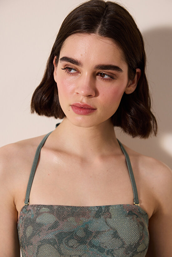 Estela Straplez Mesh Detaylı Çok Renkli Mayo - 5