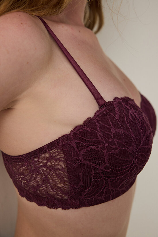 Bordo Affordable Lotus Balenli Dolgusuz Toparlayıcı Straplez Sütyen Bordo Affordable Lotus Balenli Dolgusuz Toparlayıcı Straplez Sütyen - 4