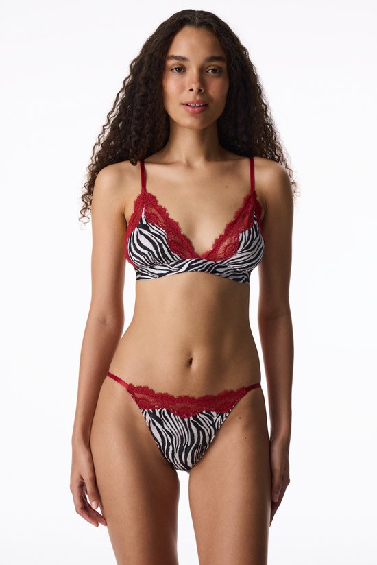 Micro Lace Triangle Zebra Print Bra - 2