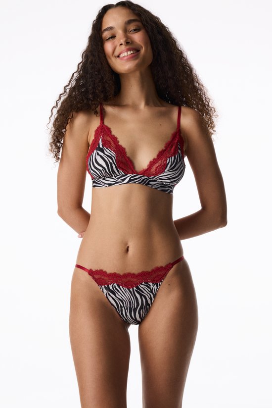 Micro Lace Triangle Zebra Print Bra - 3