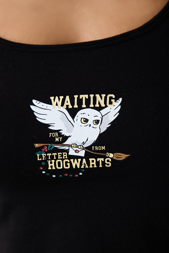 Harry Potter Removable Padded Siyah Crop Atlet - 3