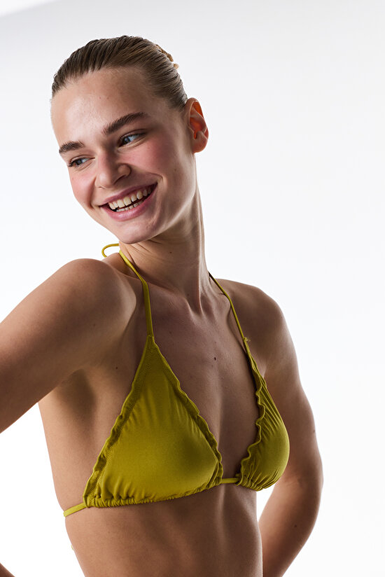Yeşil Emilia Frill Üçgen Bikini Üstü - 3