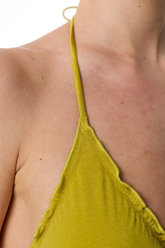 Yeşil Emilia Frill Üçgen Bikini Üstü - 5