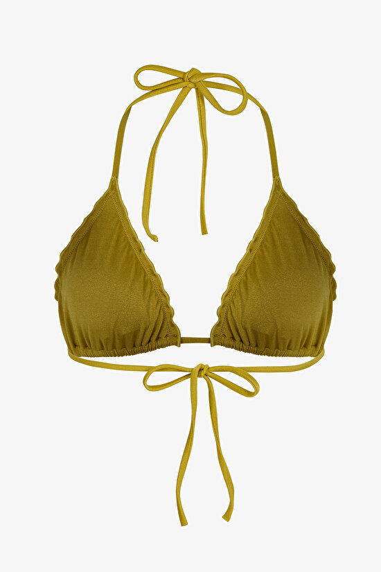 Yeşil Emilia Frill Üçgen Bikini Üstü - 8