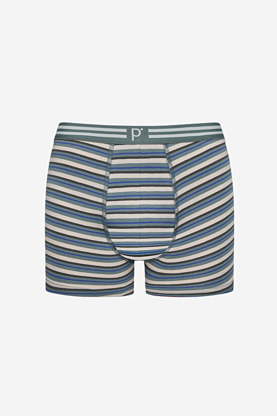 Erkek Pamuklu Navy Stripe 3lü Çok Renkli Boxer - 4