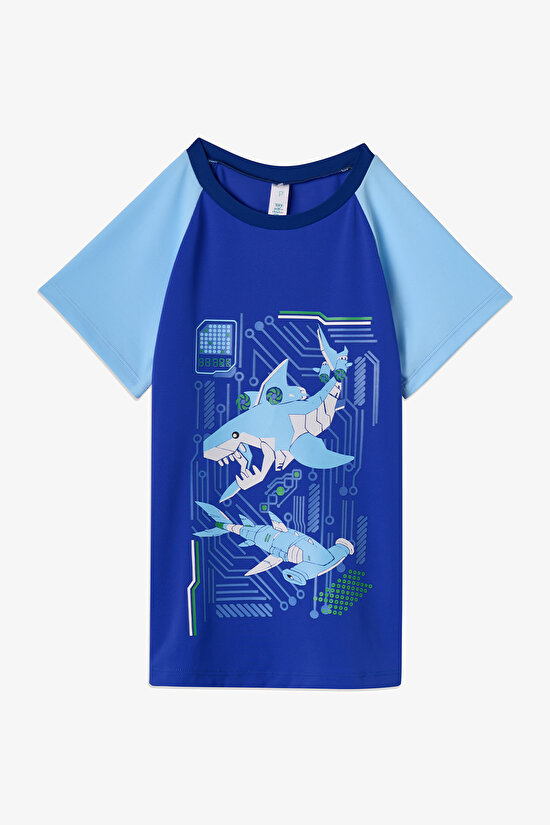 Renkli Erkek Çocuk Digital Shark UV Üst - 1