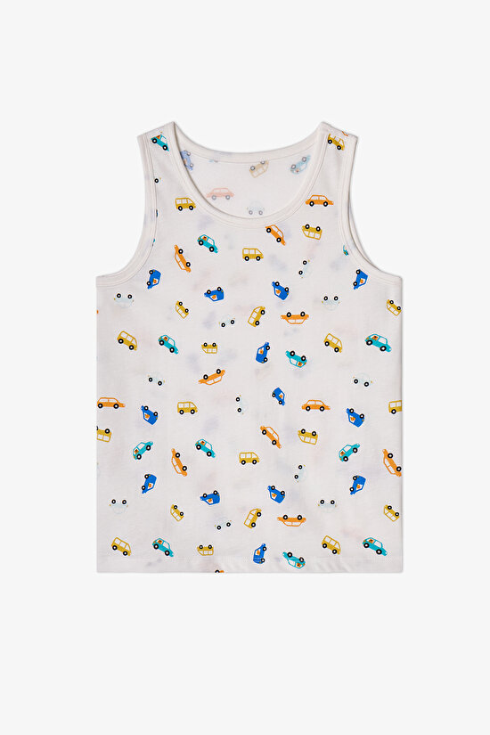 Boys' Capybaras With Cars Car Patterned 2-Pack Vest - 2