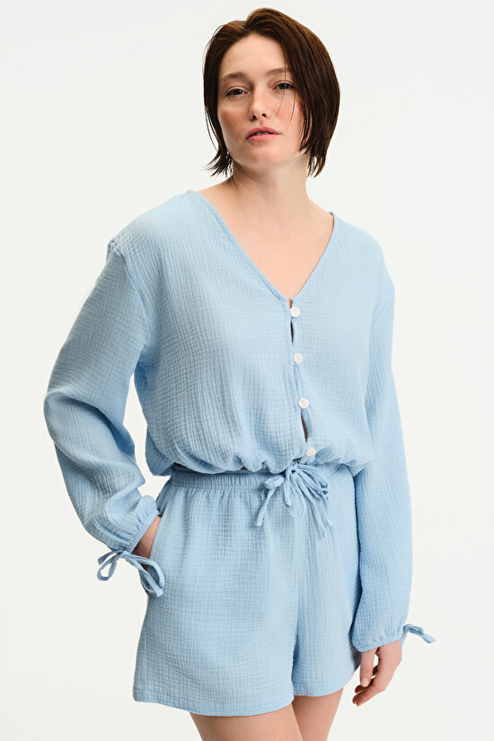 Pastel Blue Lessi Balloon Shirt - 1