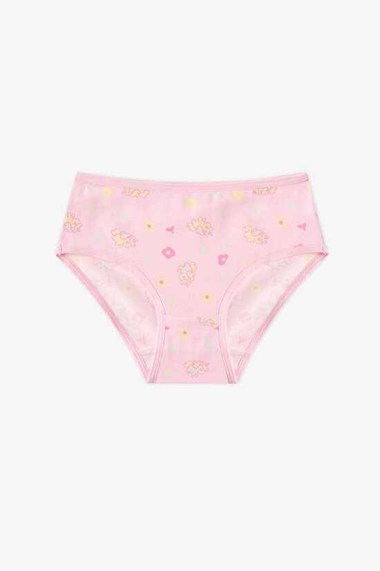 Kız Çocuk Pembe Kawaii Unicorn Penguen Desenli 3'lü Slip Külot - 2